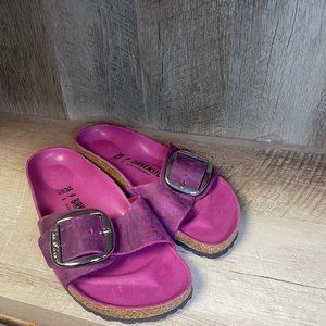 Birkenstock Madrid Sandals 38 Big Buckle Festival Fuchsia Oiled Leather NWOB
